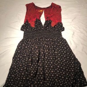 Free People black/red bohemian dress